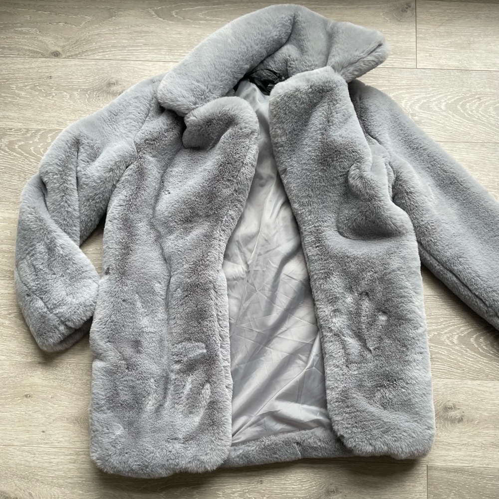 Faux fur coat.